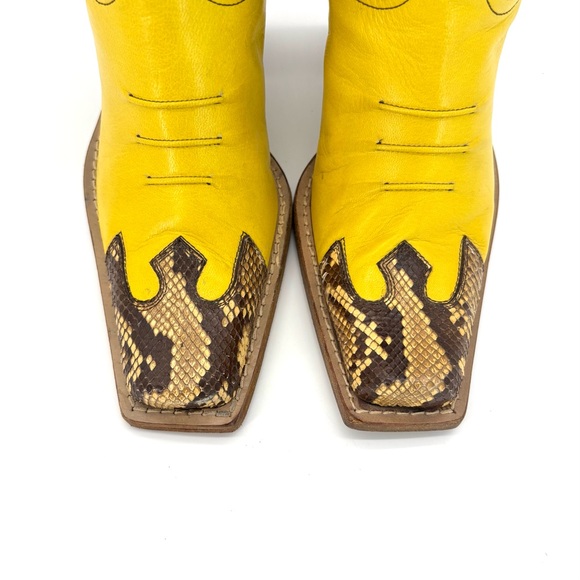 Vintage Miu Miu SS 1999 Mid Calf Snakeskin Leather Cowboy Boots 37 - Picture 6 of 9